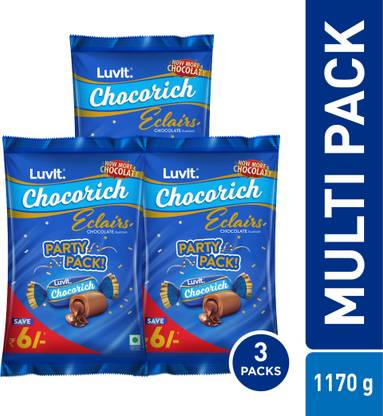 LuvIt Chocorich Classic Eclairs Chocolate | Birthday Party Pack | Chocolate Toffee