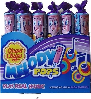 Chupa Chups Melody Pops Grape Flavour Whistle Shaped Lolly With a Plunger in the Stick Grape Lollipop