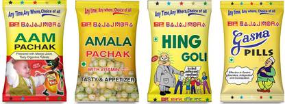 BAJAJMORA BCP BAJAJ Aam Pachak Re 1/, Amla Pachak Rs 2/, Hing Goli Re 1/, Gasna Re 1/ Sour and Sweet Mint
