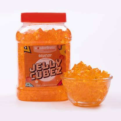 Wonderfrutz Fruit Flavoured Jelly Cubes for Kids Topping for Ice Creams, Cakes Orange Jelly Candy