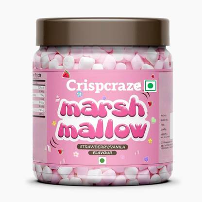 crispcraze marshmallow candy Pure Veg Marshmallow Strawberry, Vanilla 100 pieces) strawberry, vanilla, mix flavour Marshmallow