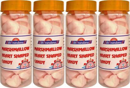 SHIVANDANA Pure Pink Soft Heart Marshmallow Candy Strawberry, Vanilla Candy Vanila Marshmallow