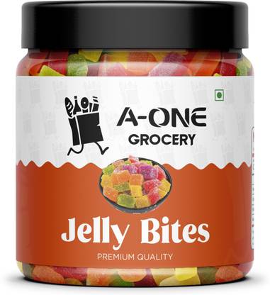 A-ONE GROCERY Fruit Jelly Bites | Jelly Candy | Multi Color Sugar Coated Jelly|Jelly Beans Sweet and Sour Jelly Candy