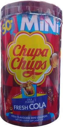 Chupa Chups 50 Mini Individually Wrapped Lollipops To Take Your Taste Buds On a Creamy Taste Cola Flavour Lollipop