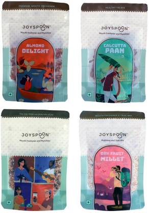 JoySpoon Traditional Combo Mukhwas Almond Delight, Relief Munch, Calcutta Paan, Dry Fruits Millet Mouth Freshener