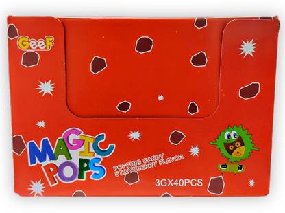 Magic Pop Geef Popping (3g x 40) Pieces Candy Imported Strawberry Mouth Freshener