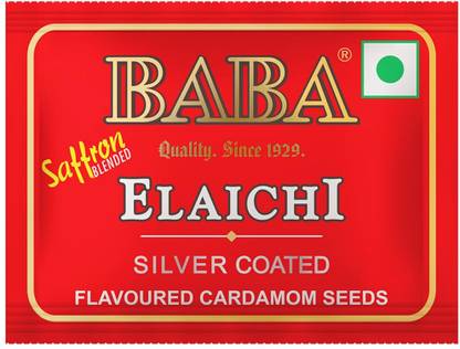 BABA Silver Coated Saffron Blended Elaichi - 0.14g pouch Mouth Freshener