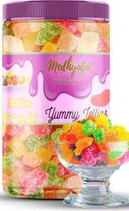 Medhyata Jelly Bites - Sugar Coated Jelly Candy Jar Pack fruit Jelly Candy