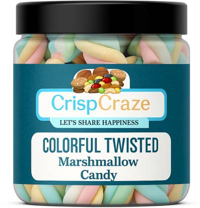 crispcraze Twisted Shape , marshmallow | Vegetarian Marshmallow Candy Sweet Marshmallow strawberry, vanilla Marshmallow