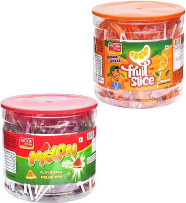 Madhur MELON AND FRUIT SLICE JAR DIWALI GIFT COMBO ORANGE & MIX FRUIT Lollipop