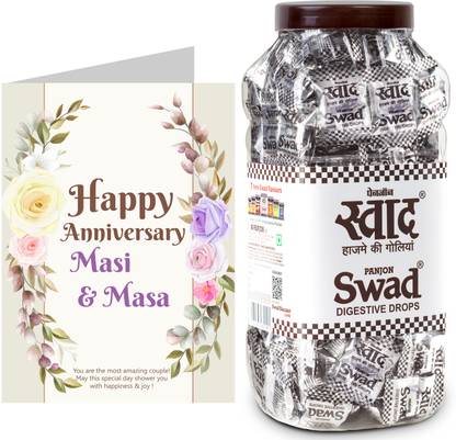SWAD Happy Anniversary Masi/Mousi&Masaji/Mosa(Digestive Candy150 Jar & Greeting card) Digestive Candy Candy