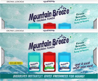 Mountain breeze Coolmint-Spearmint-Paanmint Fresh Breath Strips 3*( 24 Strips ) Coolmint-Spearmint-Paanmint Mouth Freshener