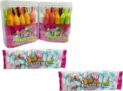AS enterprises Combo 1 Magic Tube X 2 Marshmallow Liquid Candy Tasty Fullfy marshmallow Blueberry, Strawberry, vanilla, Choco, Mango Candy Marshmallow