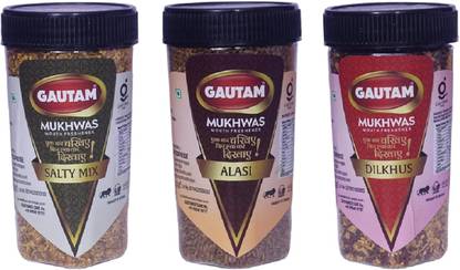 Gautam Mukhwas Combo Pack | Alsi 130g + Salty Mix 150g + Dil Khus 150g Mix Mouth Freshener
