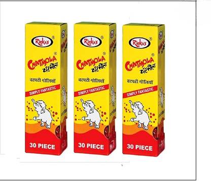 RINKA"S (LABLE) Rinka’s Chatmola Box-30 x 3 Bottles | Chatmola Goli | Chatpati Candy Chatmola, Tangy-spciy Powder Candy