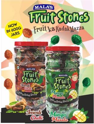 Mala’s Fruit Stones Imli Chilli & Mango Masala Chews (600g X2) Imli Chilly, Mango Masala Jelly Candy