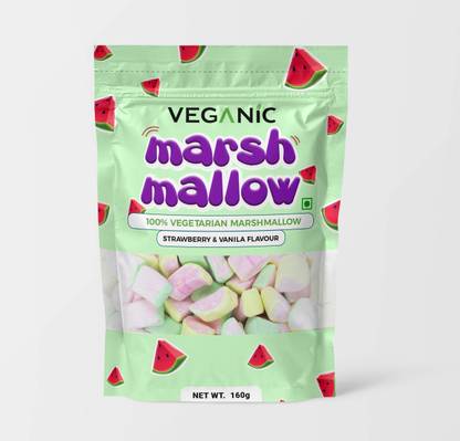 Veganic Vegetarian Marshmallows | Watermelon Shape Strawberry/Vanilla Flavour | Cute Marshmallow Candy Sweet Marshmallow
