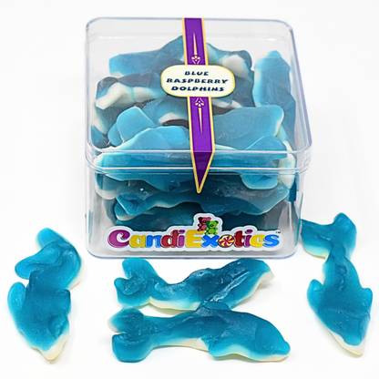 CANDIEXOTICS Blue Raspberry Dolphin Jelly Candy 250gm Raspberry Jelly Candy