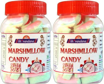 SHIVANDANA Watermelon Shape Marshmallow Candy Strawberry and Vanila flavour Candy 50 Pcs Strawberry, Vanila Marshmallow