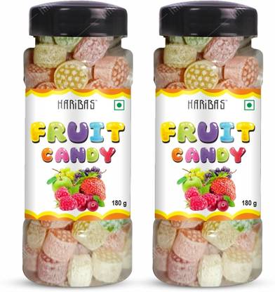 HARIBAS Pack of 2 Colorful Mixed Fruit Candy Jar 220g Each (440g) MIX FRUIT Candy