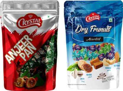 CRYSTAL Anjeer Pan Chocolate And Dry Frunuts Mix Chocolate Combo 200 Toffee Dry Frunuts, Anjeer Pan Candy