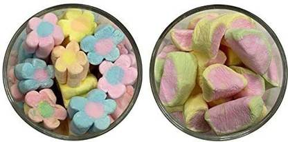 Veganic Marshmallows Pure Veg | Pack Of 2 (Flower & Watermelon Shaped) Candy Sweet Marshmallow