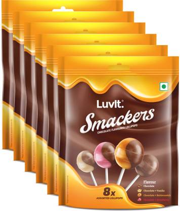 LuvIt Smackers Happy Pack Chocolate Flavored Lollipops Chocolate Lollipop