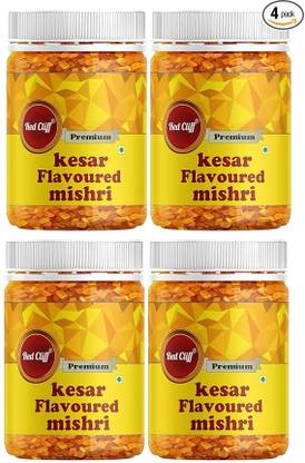 RED CLIFF Kesar Flavoured Mishri | SUGAR CRYSTALS | 350g | Pack of 4) kesar Mint