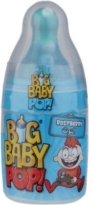 Bazooka Big Baby Pop Hard Candy Lollipop with Raspberry Flavored Candy