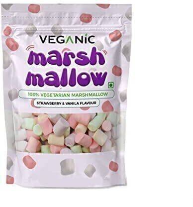 Veganic Block Marshmallows Pure Veg 100g, 50 Pieces | Strawberry, Vanilla Marshmallow