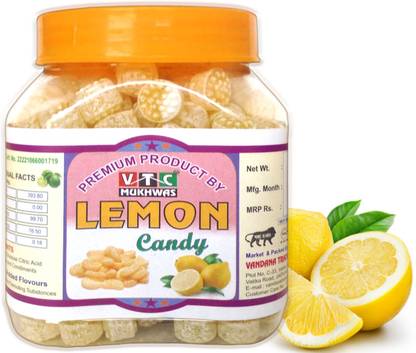 VTC Lemon Candy, Flavoured Candy, Nimbu Toffee, Jar Pack Lemon Candy Lemon Toffee