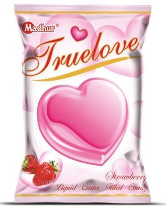Madhur Truelove Centre filled Strawberry Flavoured Candy for Baby Kid's child Gift Strawberry Candy