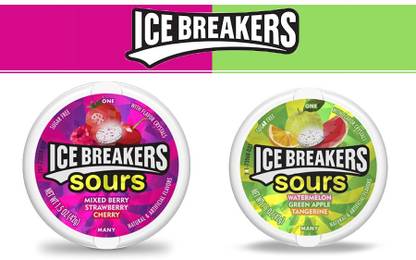 Icebreakers Sour (IMPORTED FROM USA) Watermelon , Green Apple , Tangerine, Mixed Berry , Strawberry , Cherry Sour Candy