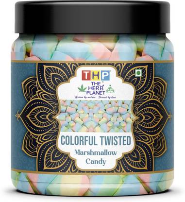 THE HERBS PLANET Colorful Twisted Marshmallow Candy Pure Veg Marshmallow Strawberry, Vanilla Marshmallow