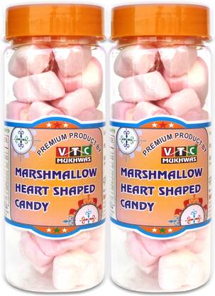 VTC Premium Pink Soft Heart Marshmallow Candy Strawberry, Vanilla Marshmallow Candy Strawberry, Vanilla Marshmallow