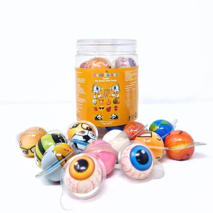 SATASTE Eye Ball Candy Center Filled Candy Jelly Gummy Balls 3D Bursting 30Pcs jar Mixed Fruits Jelly Candy