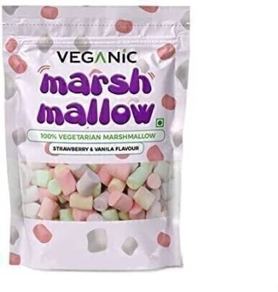 Veganic Block Marshmallows Pure Veg 100g, 50 Pieces | Strawberry, Vanilla Marshmallow