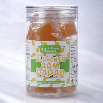 J J crunch N munch 100% Natural Fruit Candy | Premium Alphonso Mango Fruit Bar, Mango Candy Mango Jelly Candy