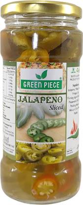 GREEN PIECE Green Jalapeno Sliced 450gm. Olives