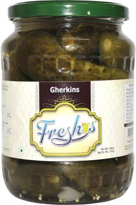 Freshos Gherkins | Green & White, Medium, Tangy & Crunchy Pickles Vegetables