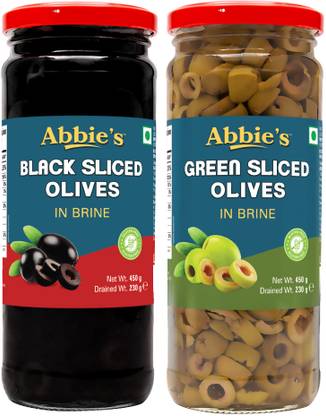 Abbie's Black Sliced & Green Sliced olive 450g pack of 1 each Olives