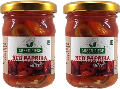 GREEN PIECE Red Paprika Sliced (120gm) (Pack of 2) Vegetables