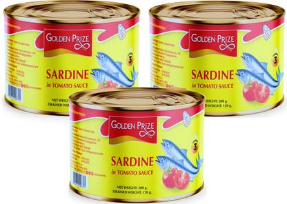 Golden Prize Sardine in Tomato Sauce, 200gm Each - Pack of 3 Sea Foods
