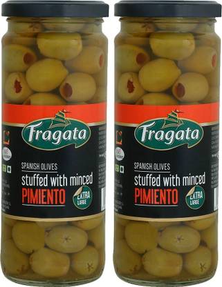 Fragata Green Olives Stuffed with Minced Pimiento 450g (Pack of 2) Olives