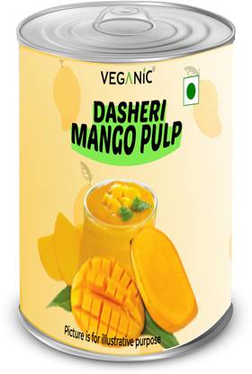 Veganic Natural Mango Pulp/Puree | Pure Alphanso Mango Fruit Pulp -No Added Sugar Soup & Stock