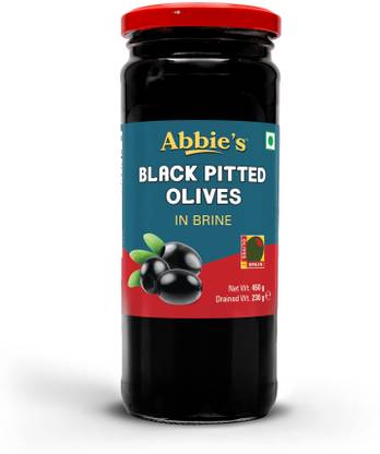 Abbie's Black pitted olive 450g pack of 1 , Authentic Taste in cooking, Snacking Olives