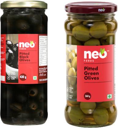 neo Pitted Green olives & Pitted Black Olives