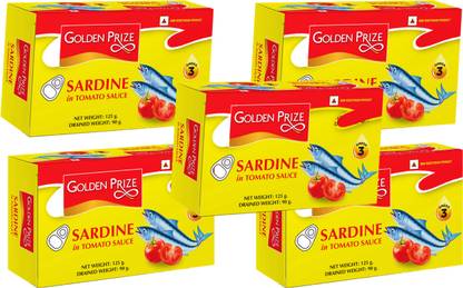 Golden Prize Sardine in Tomato Sauce 125 Gms Each - Pack of 5 Units Sea Foods