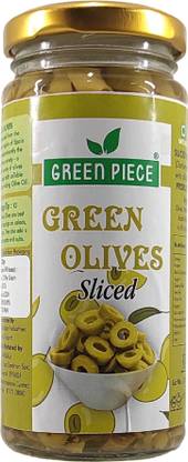 GREEN PIECE Green olives Sliced (230gm)(Pack of 1) Olives