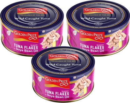 Golden Prize Tuna Sandwich Flakes in Soyabean Oil 185 Gms Each - Pack of 3 Units Sea Foods